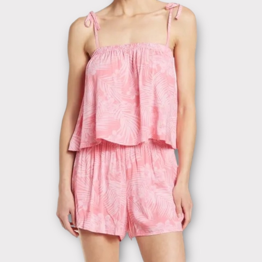 Abound Women’s Pajamas Large 2 Piece Set Palm Fronds Barbiecore Coconutgirl NWT